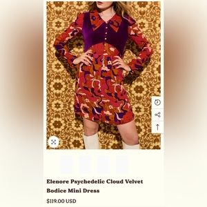 The Hippie Shake NWT Elenore Psychedelic Cloud Velvet Bodice Mini Dress